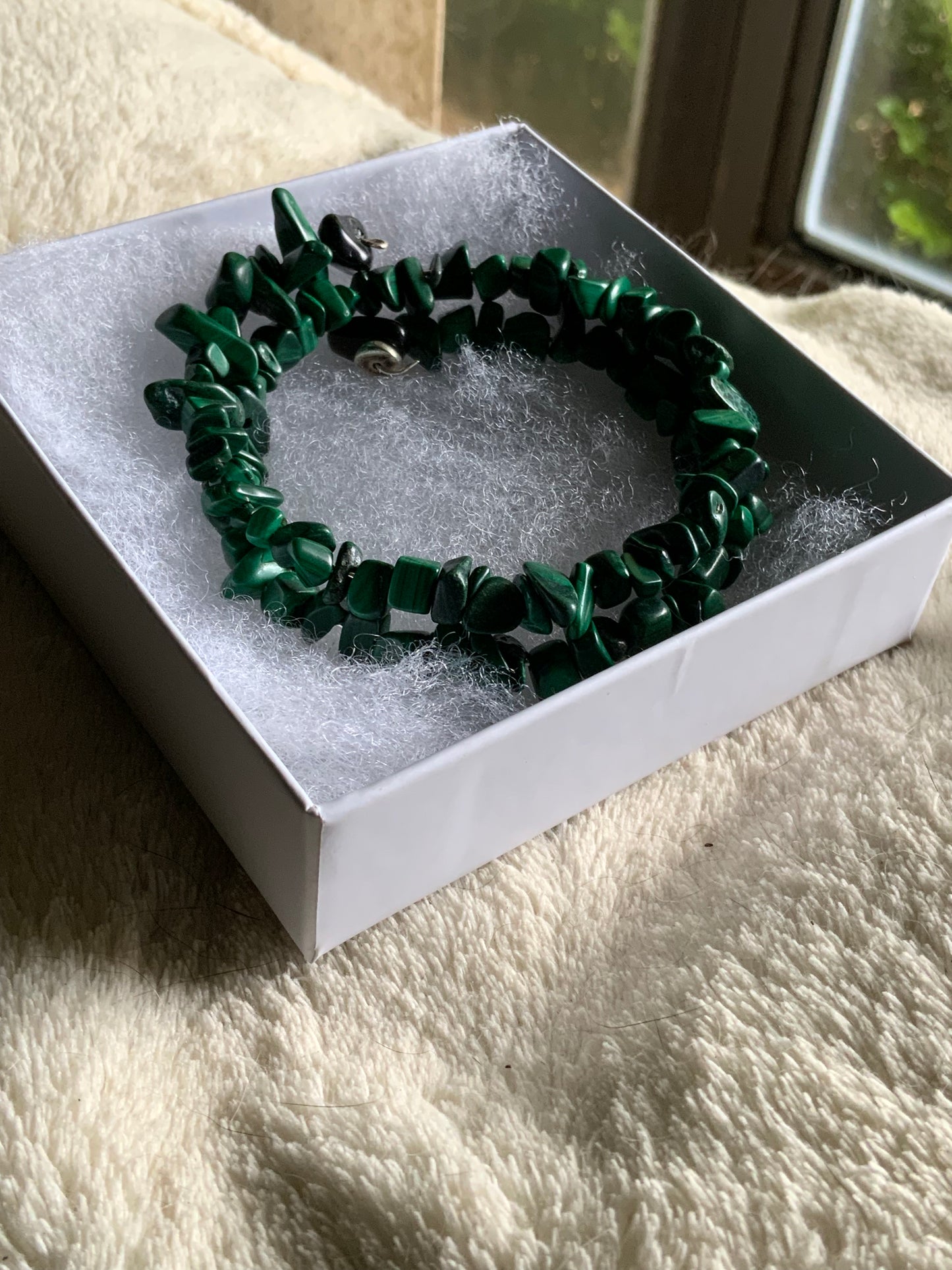 Malachite & Obsidian Memory Wire Bracelet