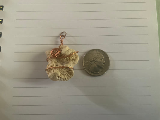 Bermuda Beach Coral Wire-Wrapped Pendant