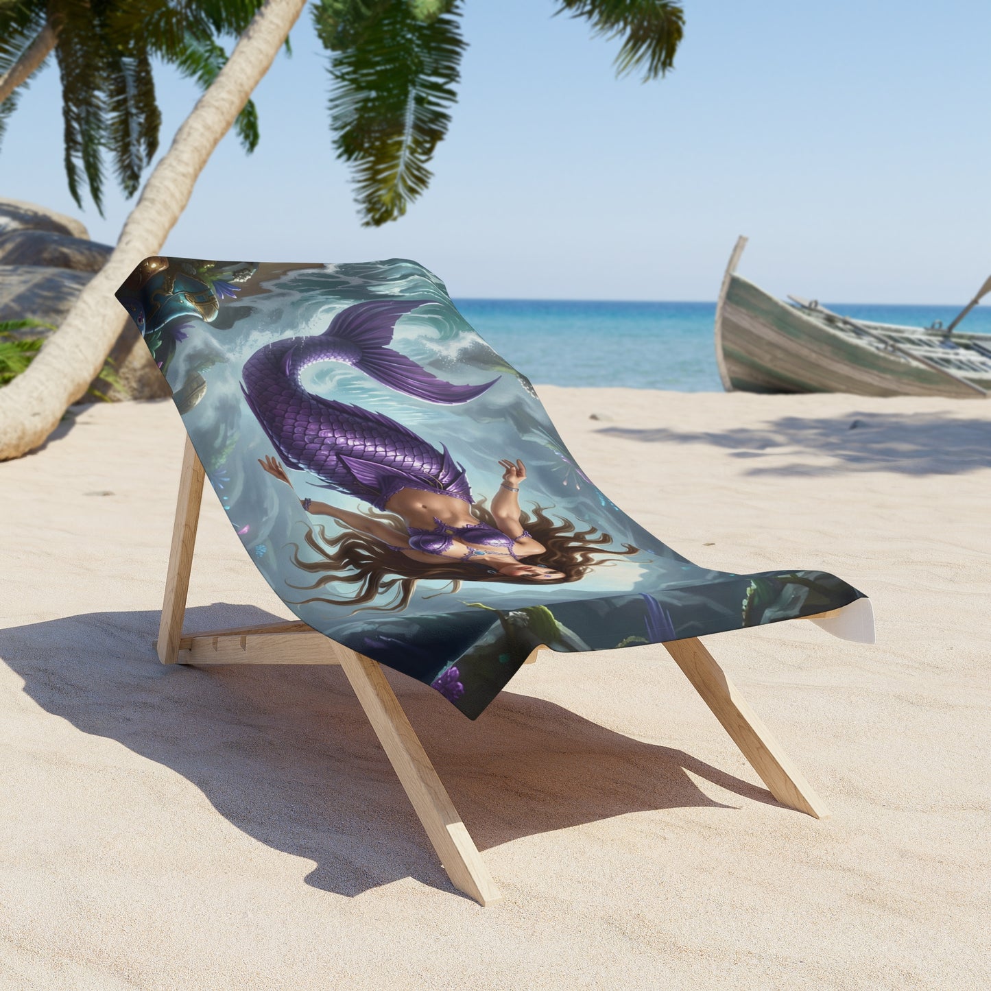 Purple Mermaid Beach Towel – Fantasy Ocean Siren Design