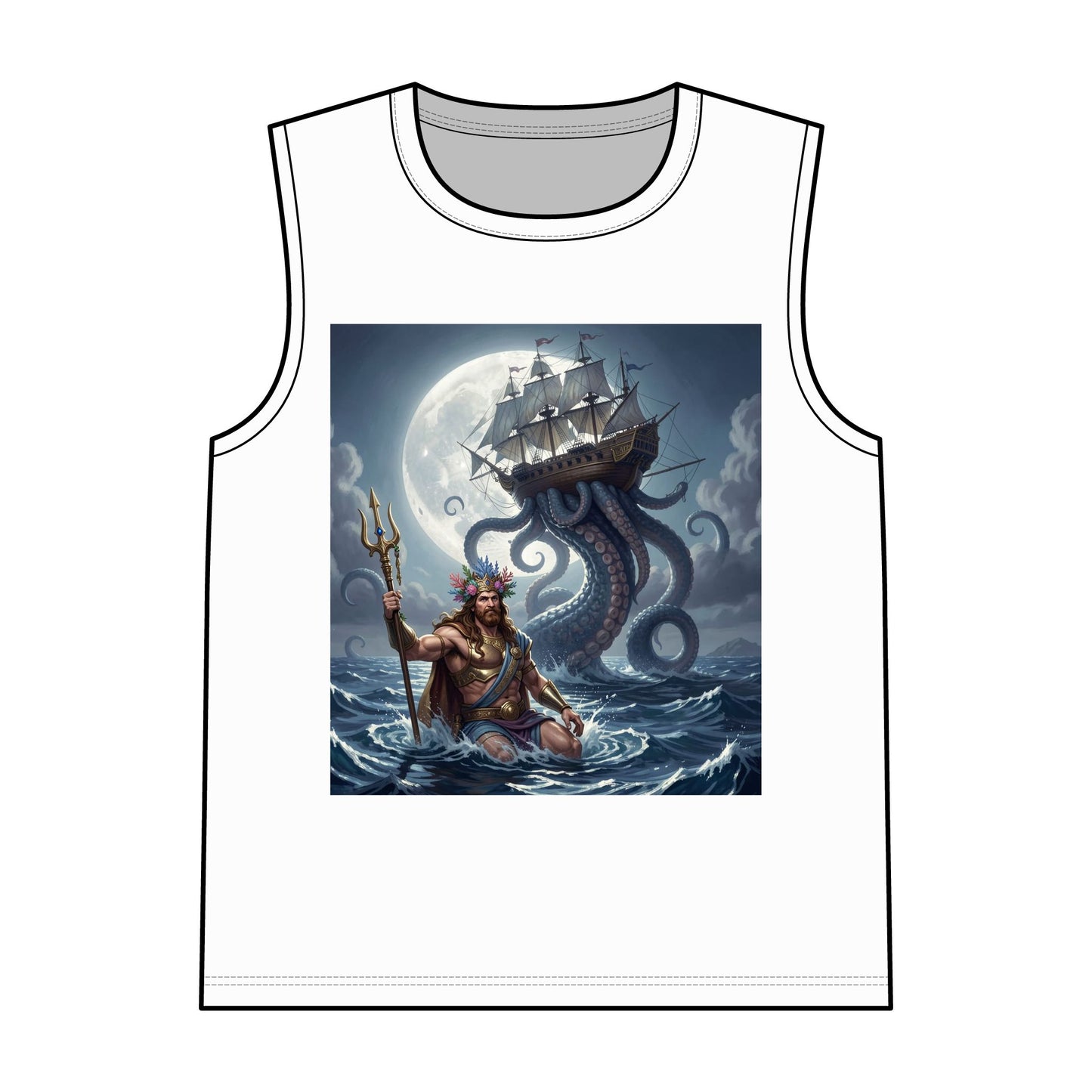 Poseidon Kraken Tank Top — Mythic Sea Lord Graphic Garment-Dyed Tank