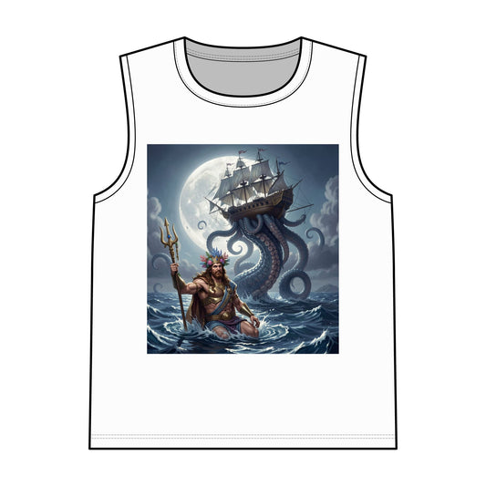 Poseidon Kraken Tank Top — Mythic Sea Lord Graphic Garment-Dyed Tank
