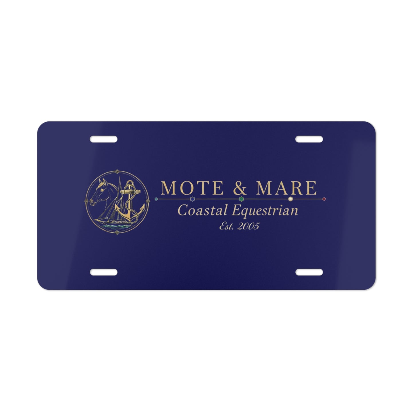 Nautical Equestrian Vanity Plate — “Mote & Mare Coastal Equestrian” License Plate