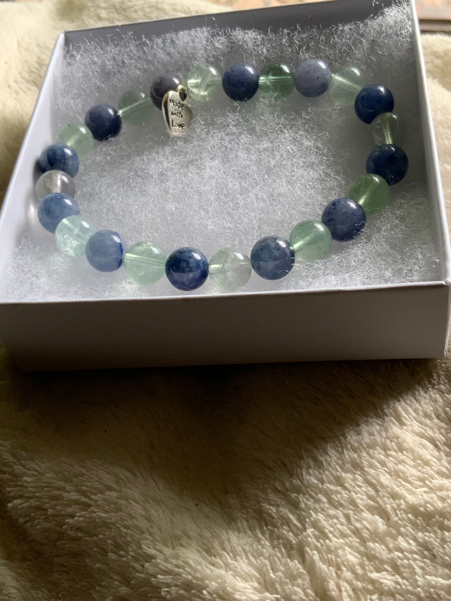 Blue Aventurine & Fluorite Large Stretchy Bracelet