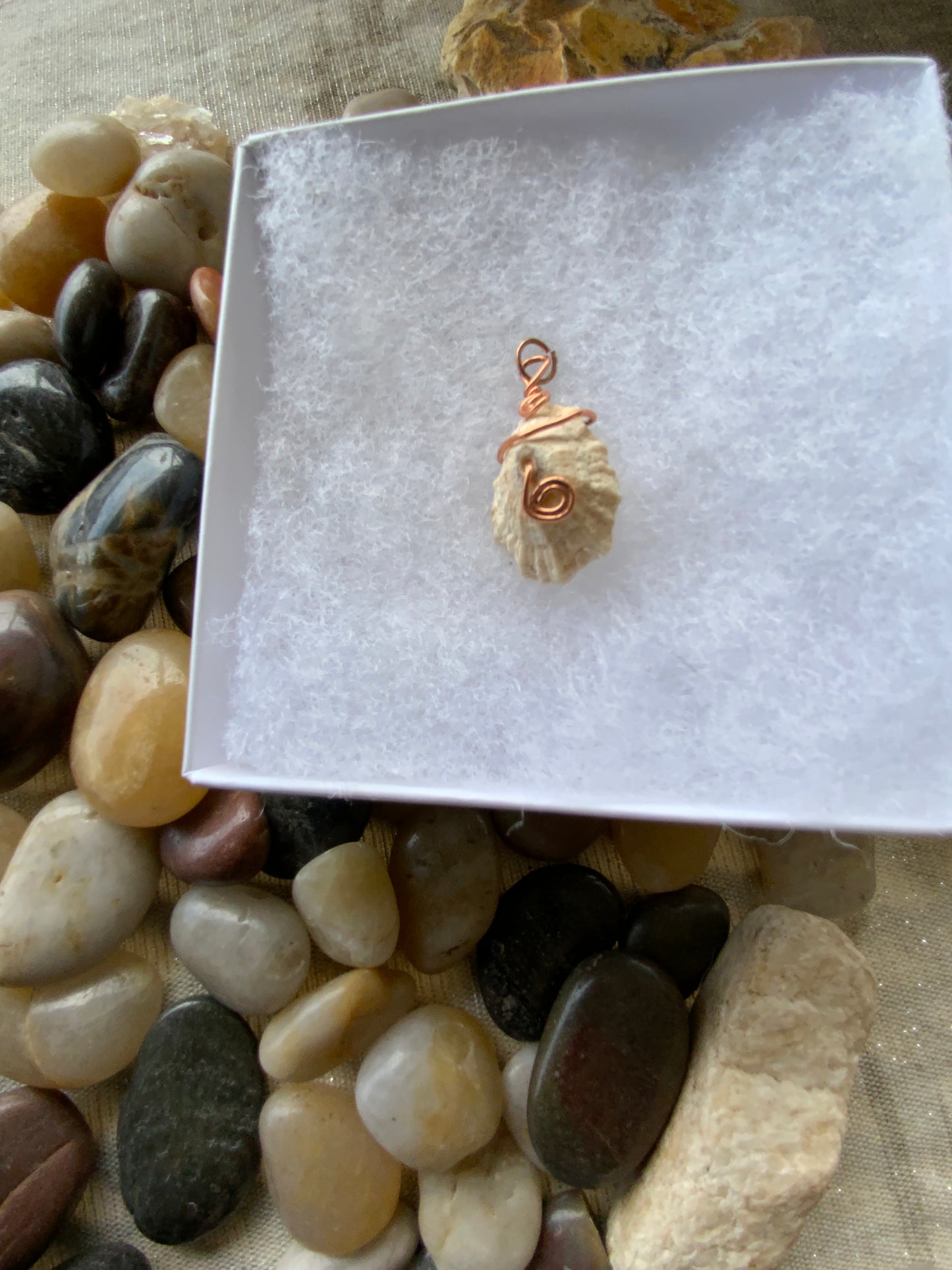 Natural Shell Copper Wire-Wrapped Pendant