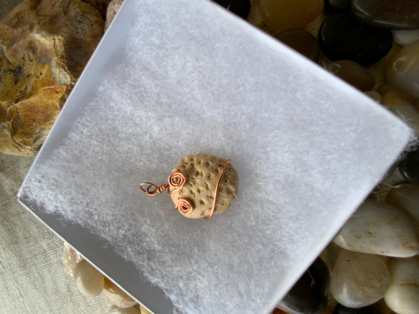 Bermuda Star Coral Copper Wire-Wrapped Pendant