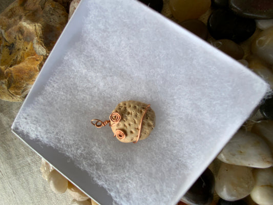 Bermuda Star Coral Copper Wire-Wrapped Pendant
