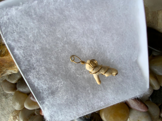 Bermuda Staghorn Coral Gold Wire-Wrapped Pendant