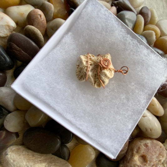 Handmade Bermuda Beach Coral Wire-Wrapped Pendant